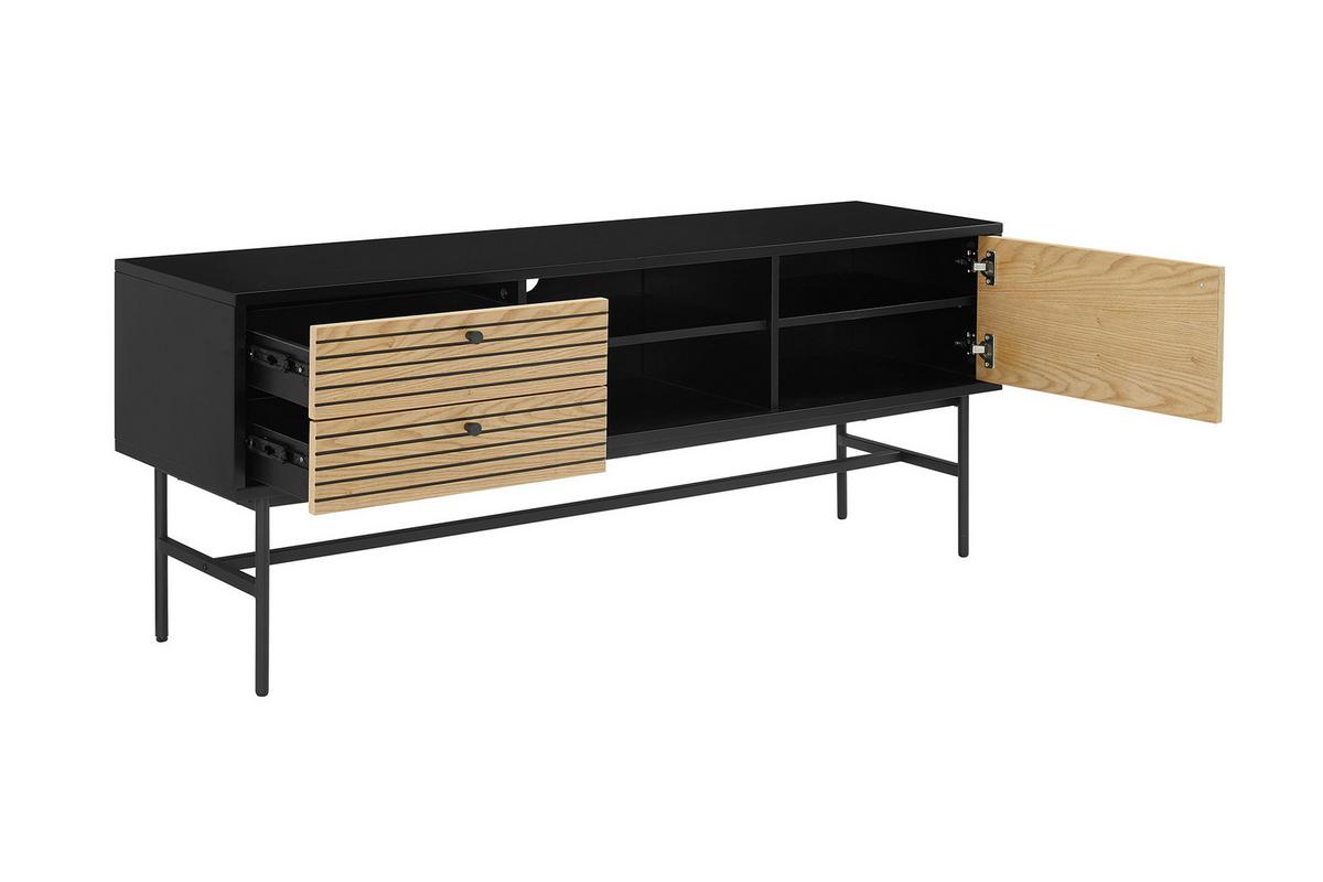 Lowboard Schwarz, Eichefarben B: 150cm - Eichefarben/Schwarz, Design, Holz/Holzwerkstoff (150/60/40cm) - Livetastic