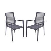 Gartenstuhl-Set Silea - Anthrazit, Basics, Textil/Metall (65/92/55,5cm) - Gardenson
