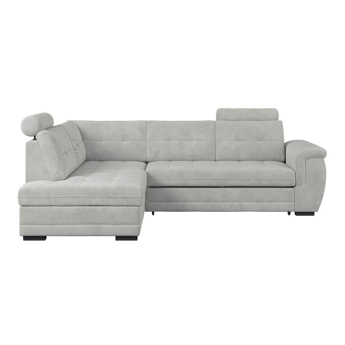 Ecksofa mit Schlaffunktion Falco new Silber 183x251 cm - Silberfarben/Schwarz, KONVENTIONELL, Textil (183/251cm) - Ondega