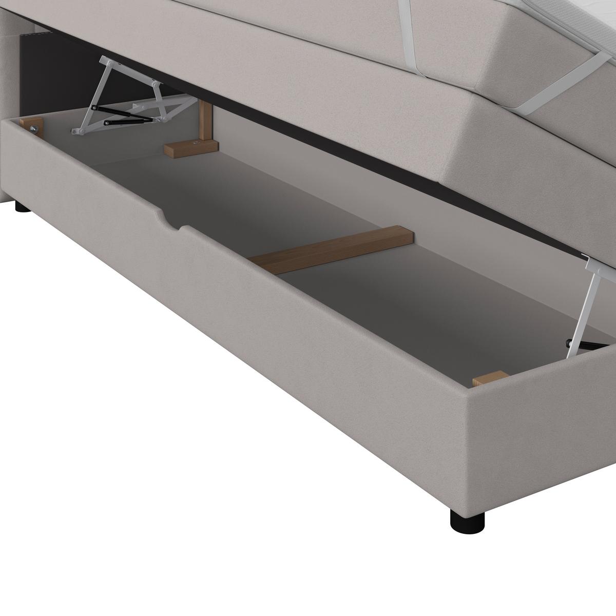 Boxspringbett Elio Silberfarben 140x200 cm H2 - Silberfarben/Schwarz, ROMANTIK / LANDHAUS, Textil (144/121/212cm) - James Wood