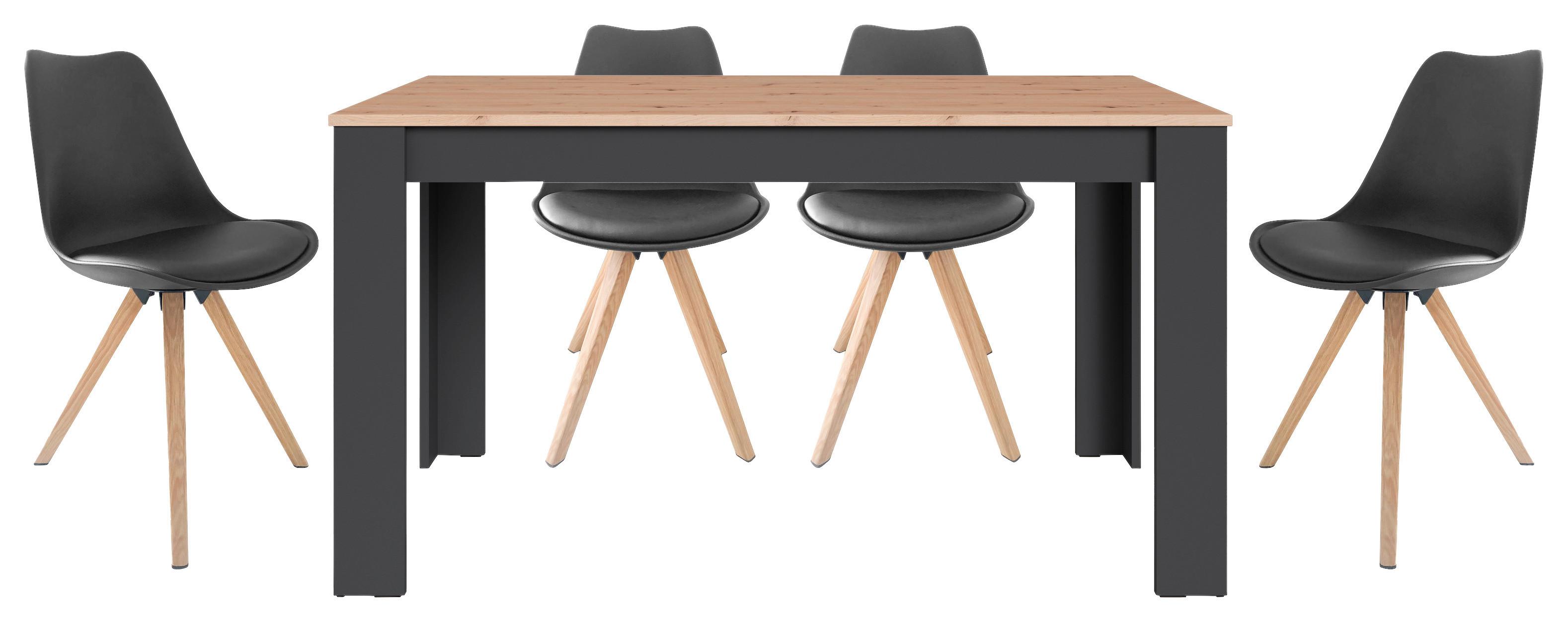 Tischgruppe Kira - Eichefarben/Anthrazit, MODERN, Holzwerkstoff/Kunststoff - MID.YOU