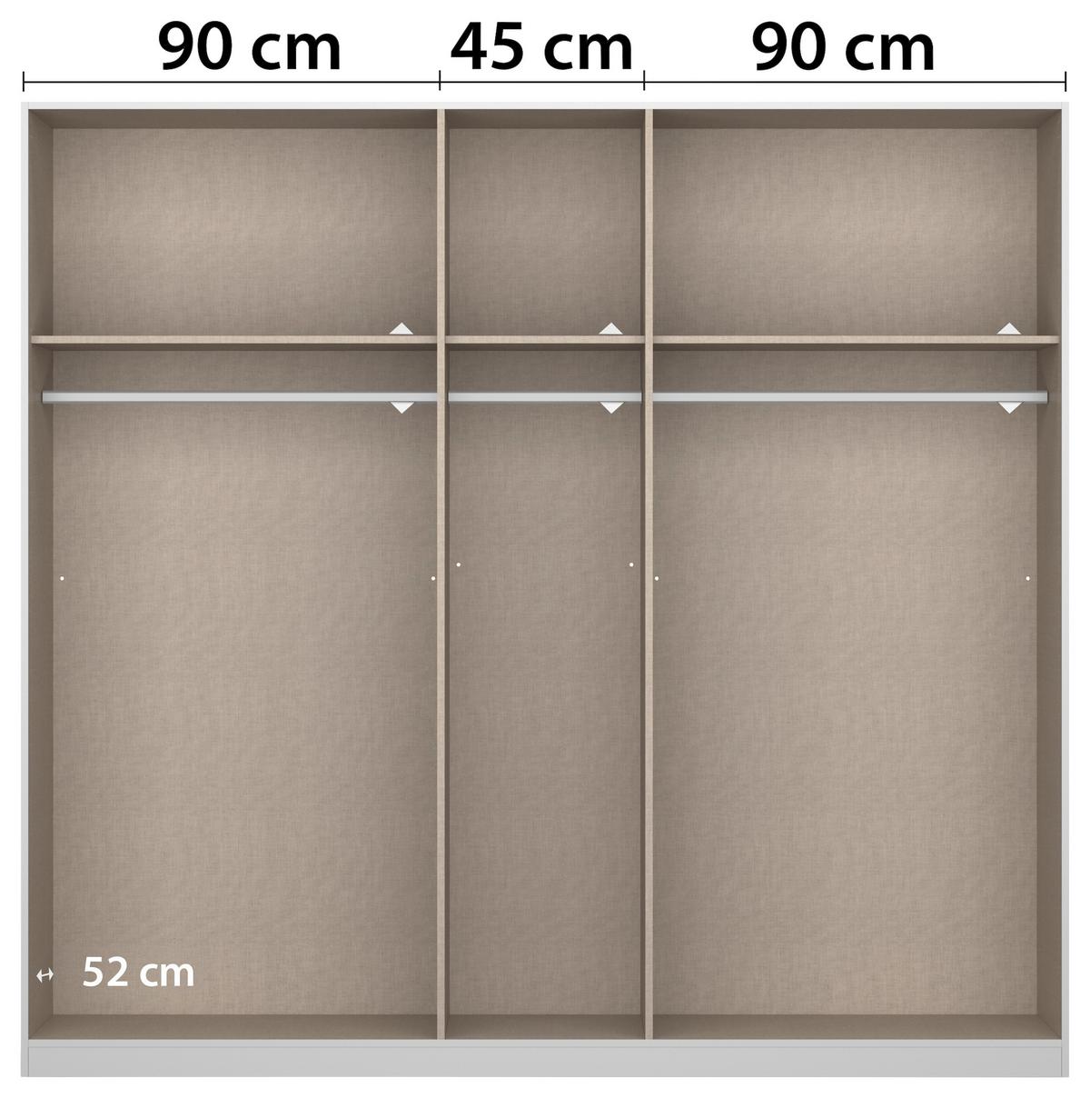 Drehtürenschrank Artemis B: 225 Cm Weiß - Weiß Hochglanz/Weiß, MODERN, Glas/Holzwerkstoff (225/210/54cm) - Rauch Möbel