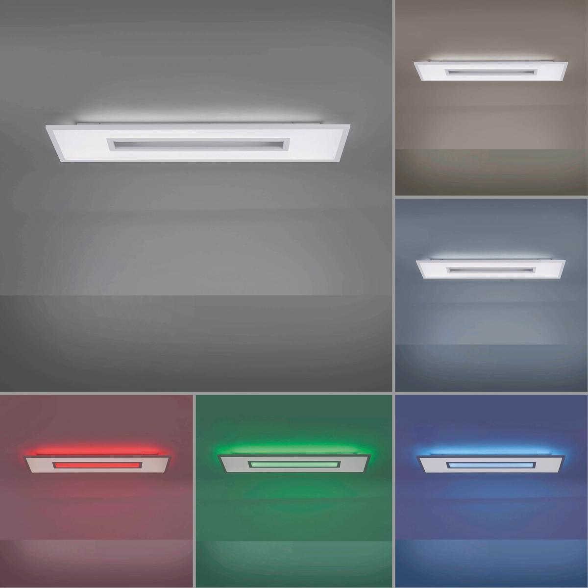 LED-Deckenleuchte Recess L: 100 cm dimmbar mit Farbwechsler - Weiß, Design, Metall (100/30/5cm)