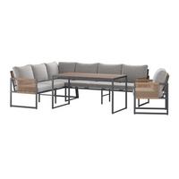 Loungegarnitur Lyon - Dunkelgrau/Beige, MODERN, Glas/Kunststoff (244,50/187cm) - Beldano