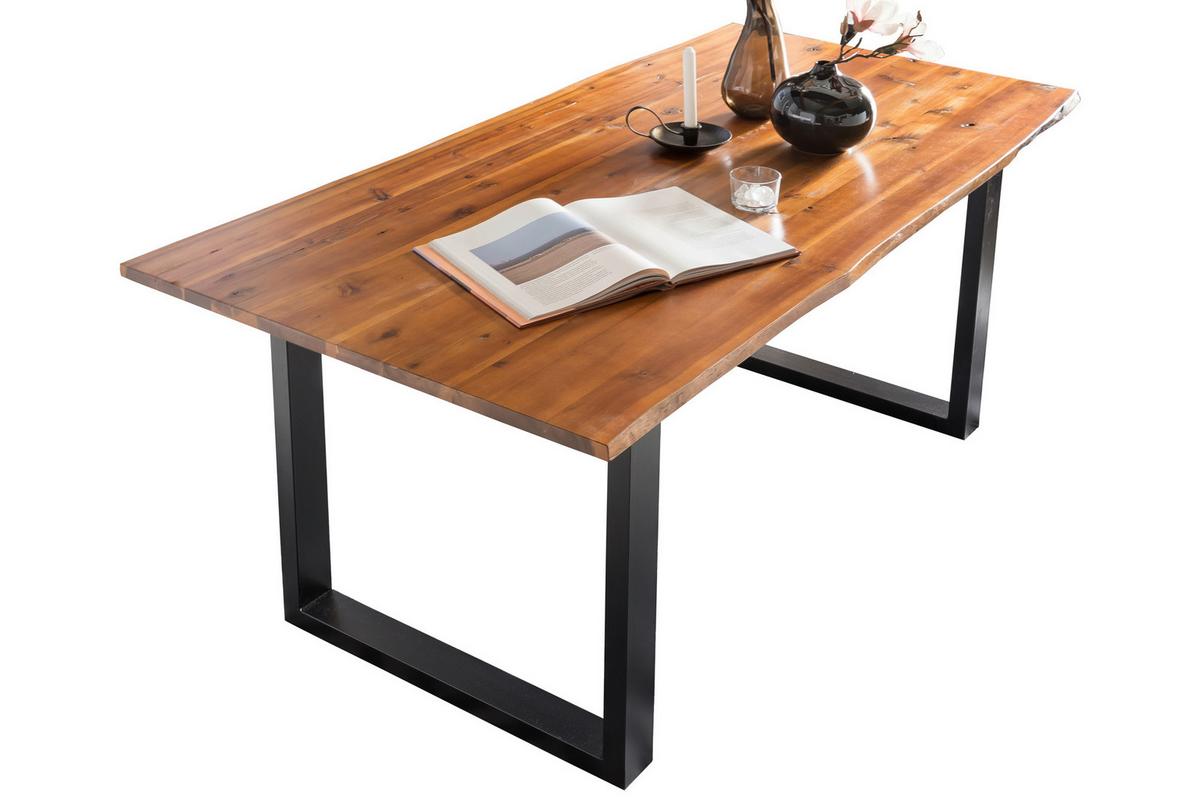 Tischgruppe Grün/Cognac L: 160cm - Cognac/Silberfarben, MODERN, Holz/Textil (160/85/77cm) - Livetastic