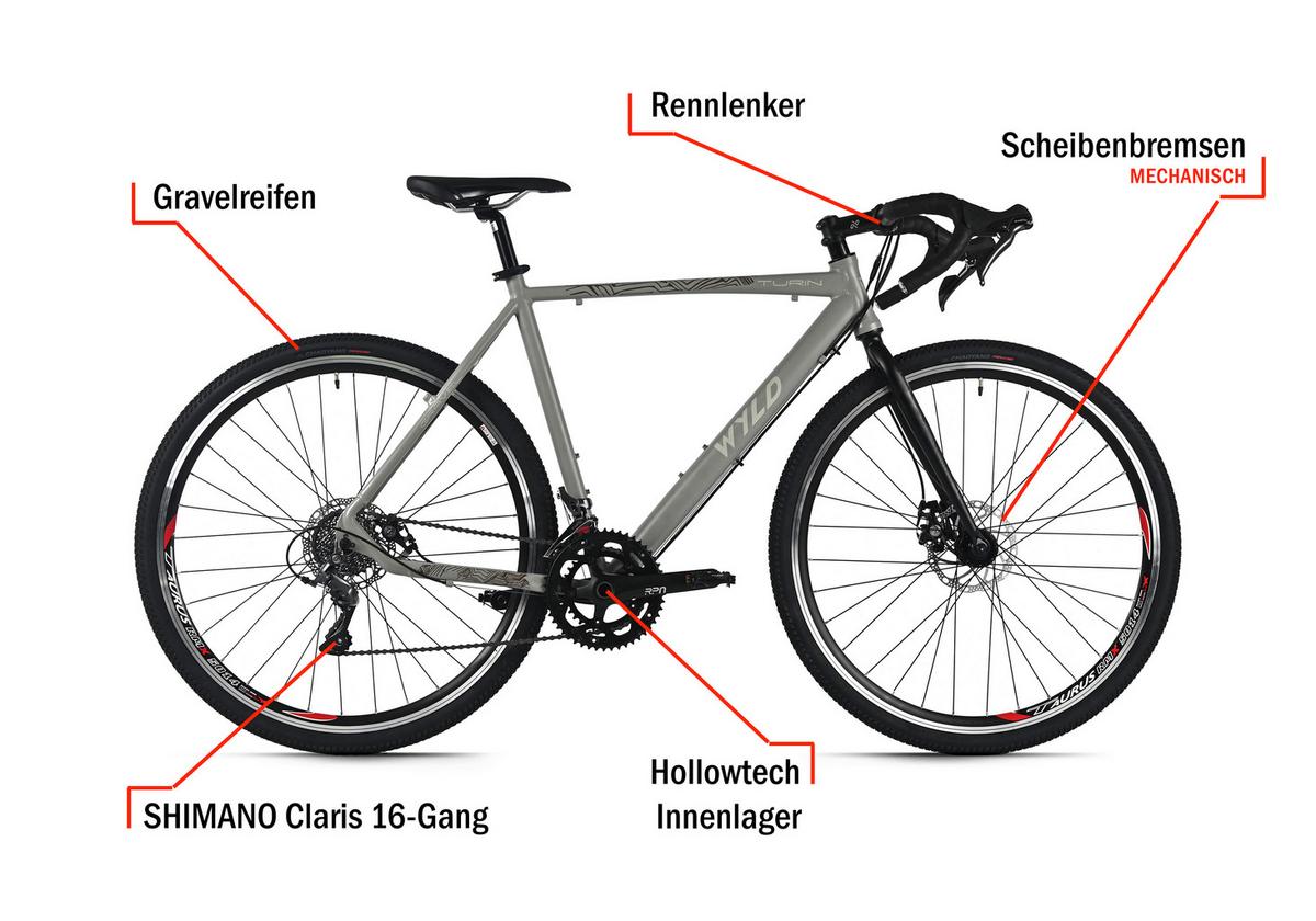 Wyld Gravelbike Turin 28 Zoll Rh 56 Cm - Grau, LIFESTYLE, Metall (25/140/60cm)