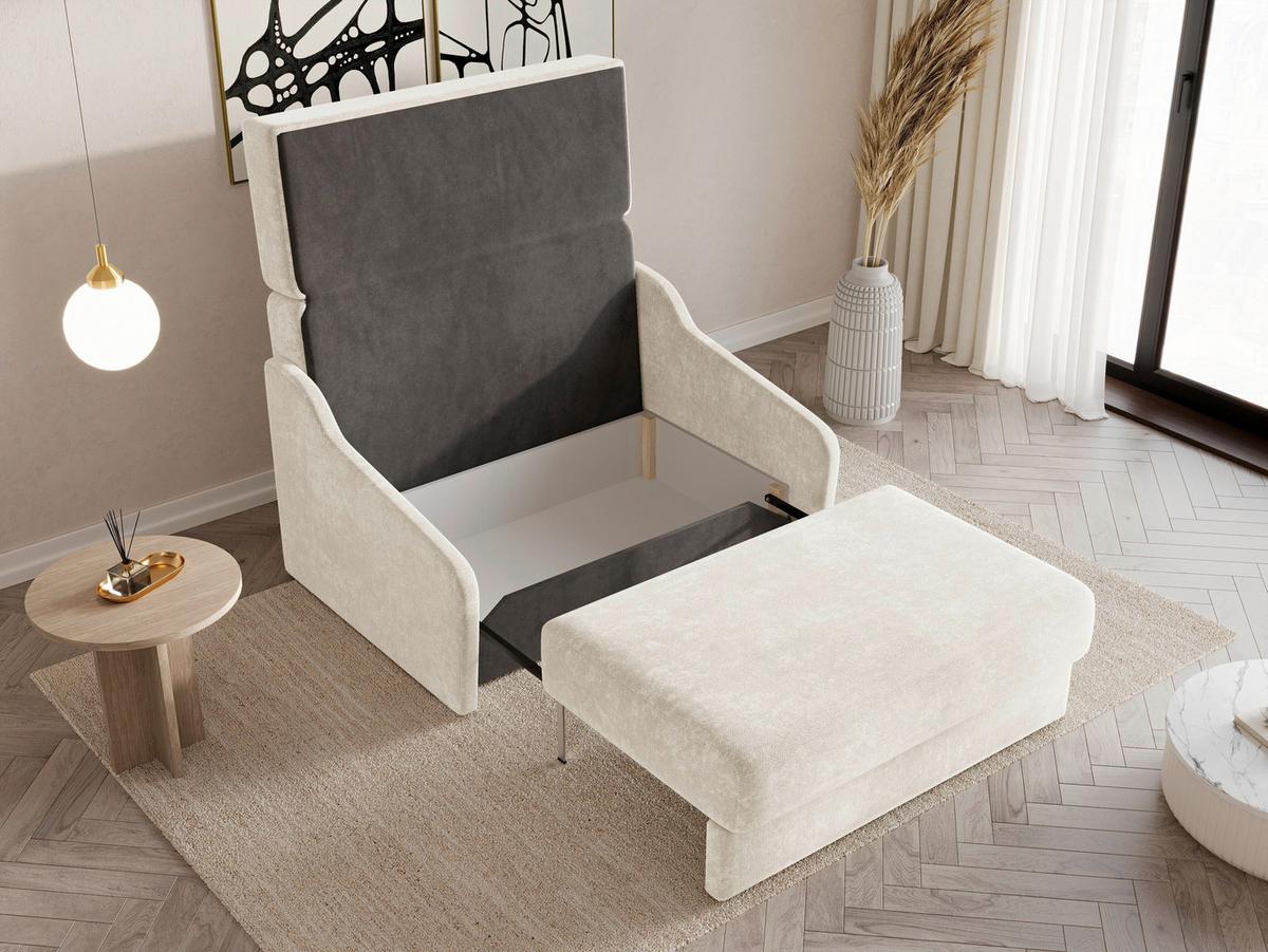 Schlafsofa Fly Creme, B: 136 cm - Creme/Schwarz, Design, Textil (136/86/113cm) - MID.YOU