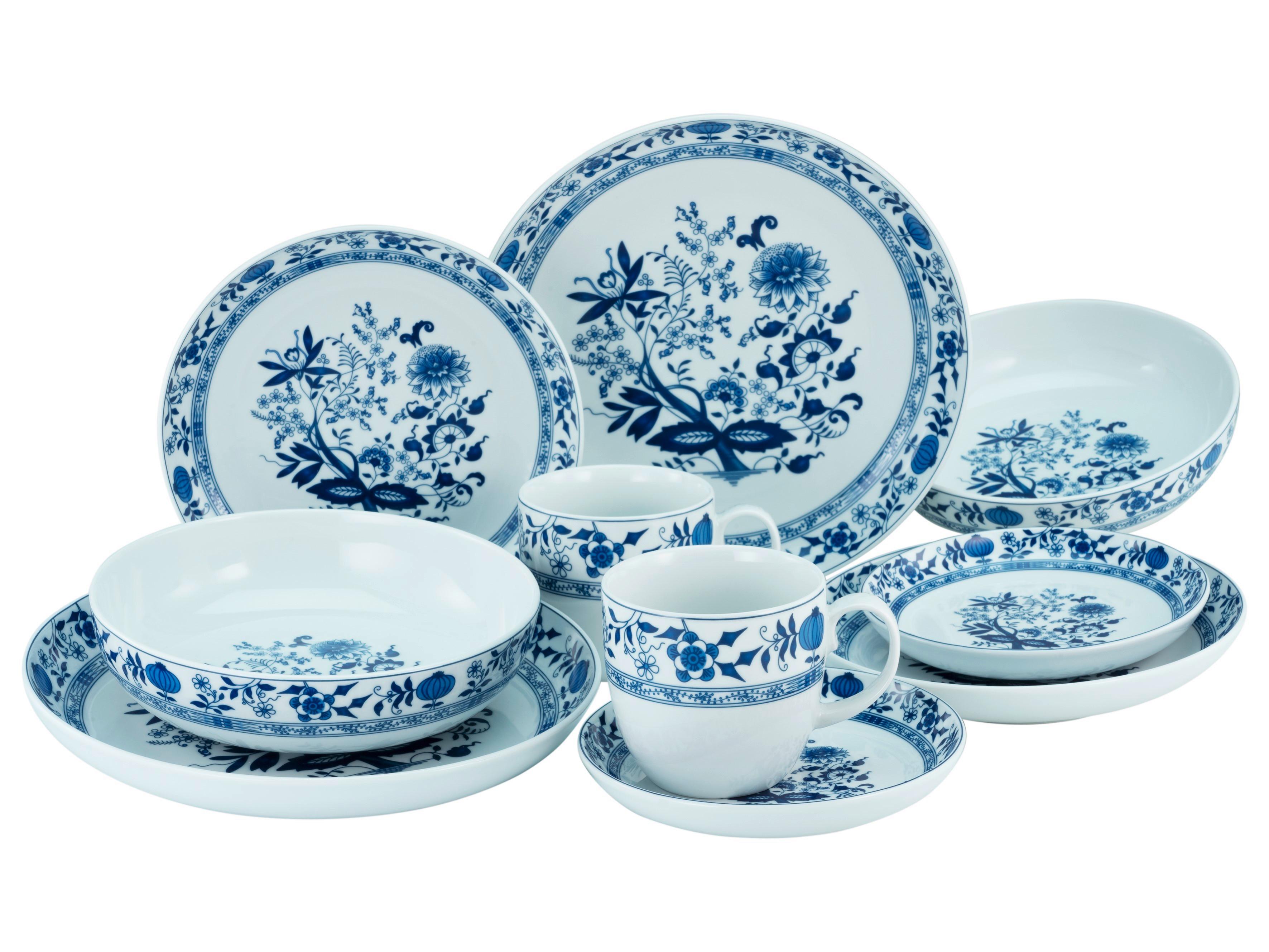 Kombinovaná Souprava Allround Cibulový Vzor, 10-Dílný - bílá/modrá, Basics, keramika - Creatable