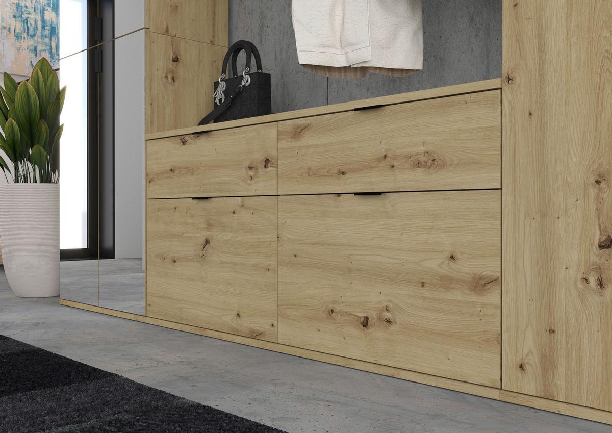 Garderobe Projekt X 4-Teilig Eiche Artisan B: 273 cm - KONVENTIONELL, Glas/Holzwerkstoff (273/193/34cm) - MID.YOU