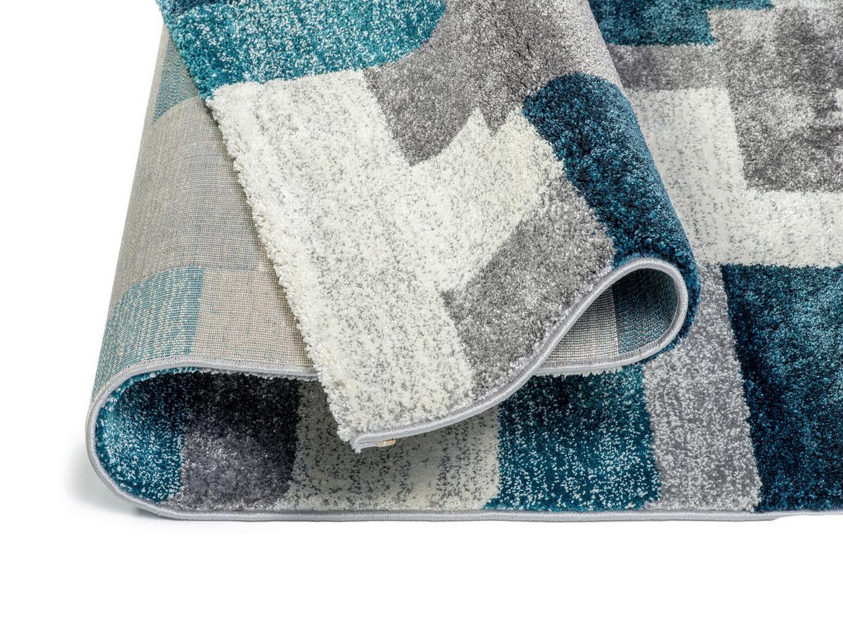 Webteppich Grau/petrol Astor Grid 120x170 Cm - Petrol/Grau, KONVENTIONELL, Textil (120/170cm) - Novel