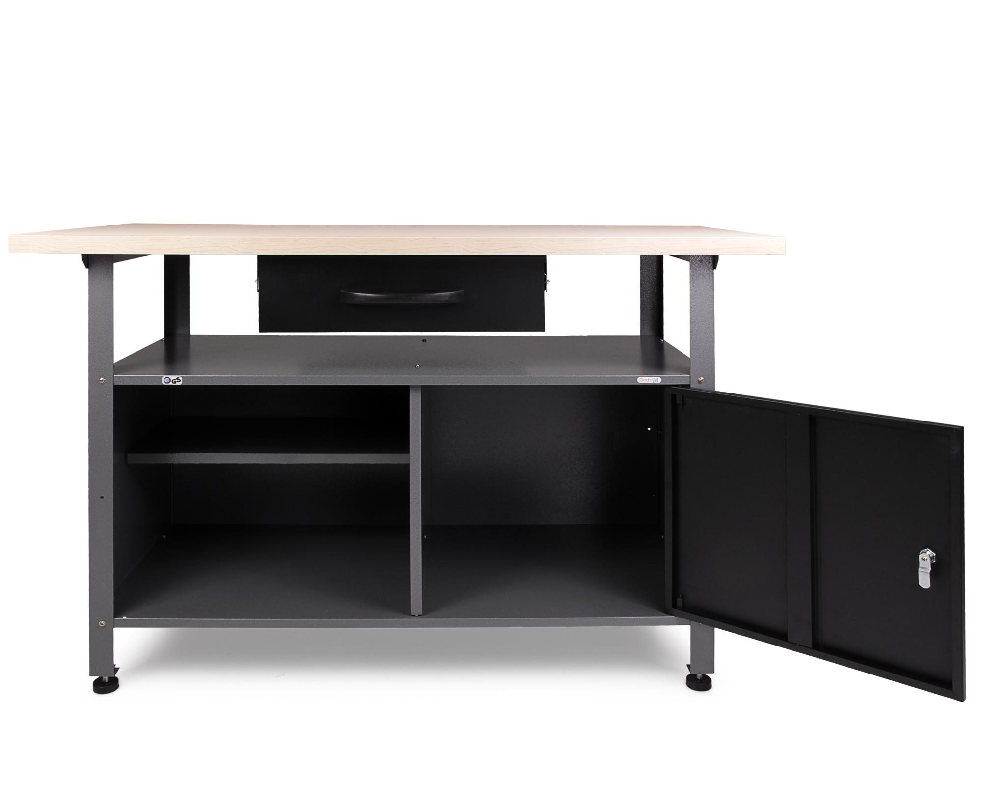 Werkbank Stahl Grau B: 120 Cm Höhenverstellbar - Grau, Basics, Holz/Metall (120/85/60cm)