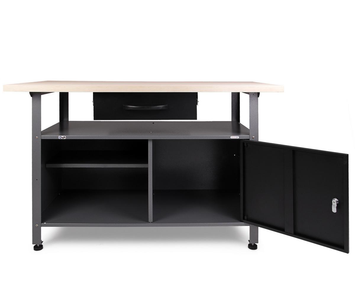 Werkbank Stahl Grau B: 120 Cm Höhenverstellbar - Grau, Basics, Holz/Metall (120/85/60cm)