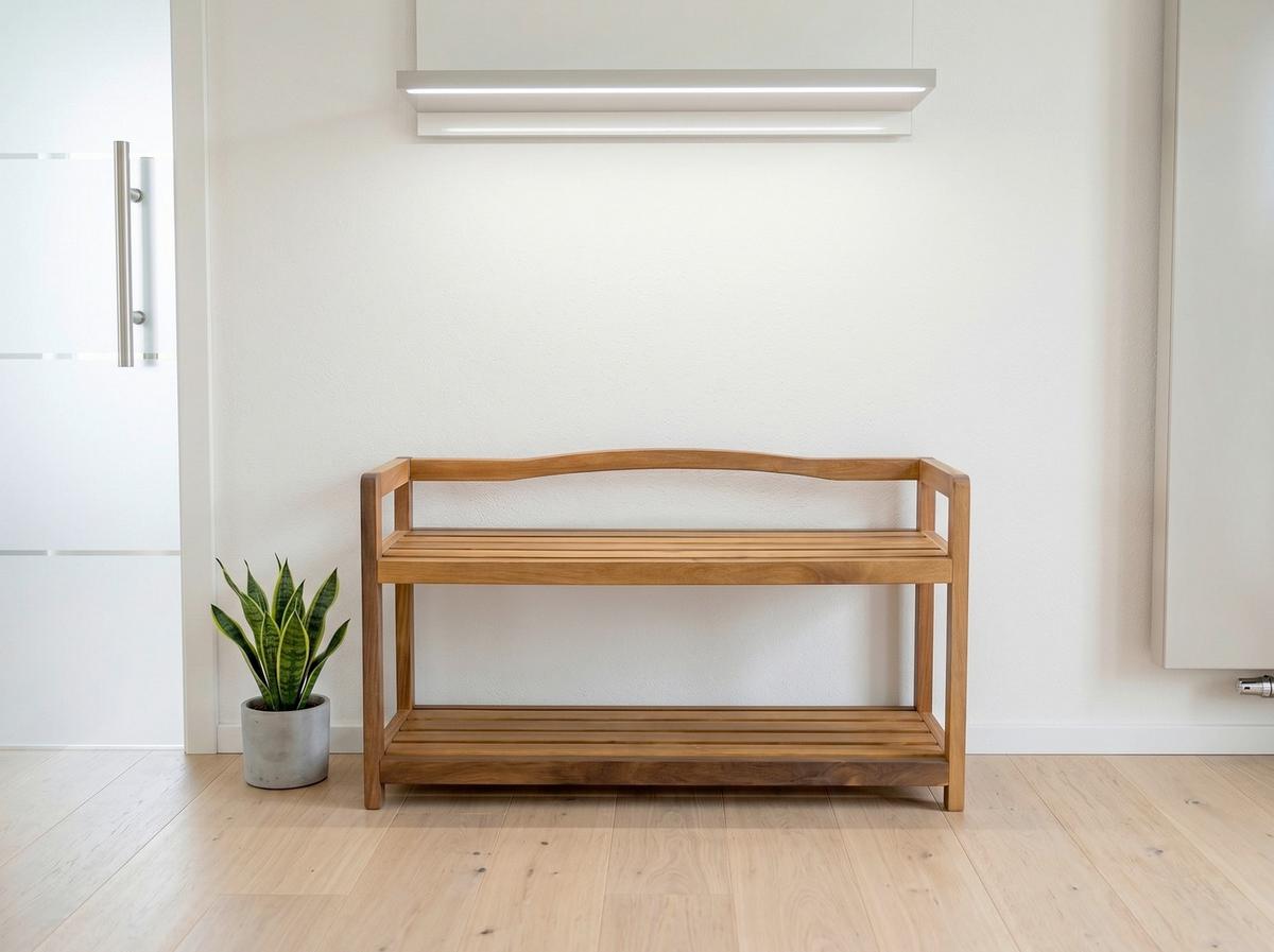 Schuhregal aus Akazie 2 Etagen 26x42x74 cm - Akaziefarben, Basics, Holz (26/42/74cm)