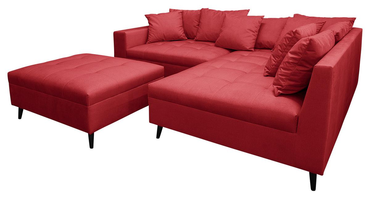 Ecksofa Pruno, Rot S: 247x174 Cm - Rot/Schwarz, Design, Textil (247/174cm) - MID.YOU