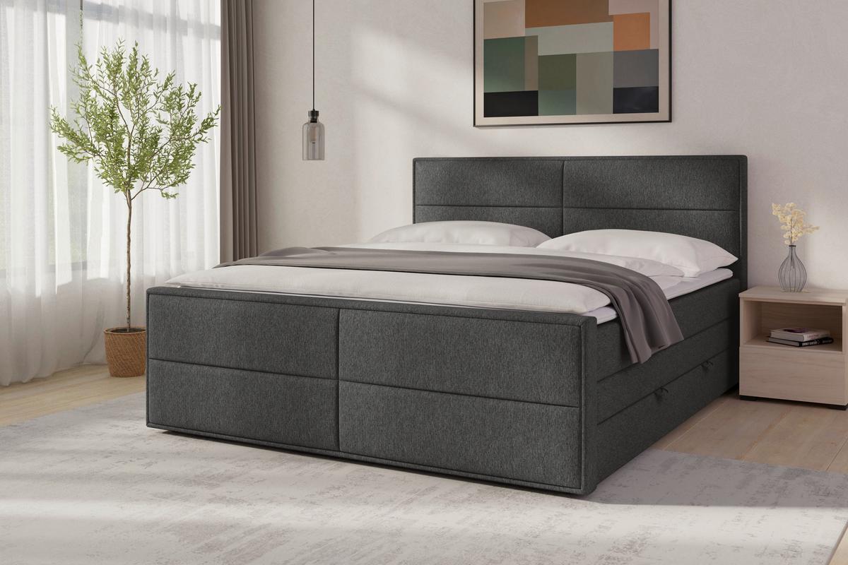 Boxspringbett Palermo 180x200 cm Anthrazit - Anthrazit, MODERN, Holz/Kunststoff (180/200cm) - MID.YOU