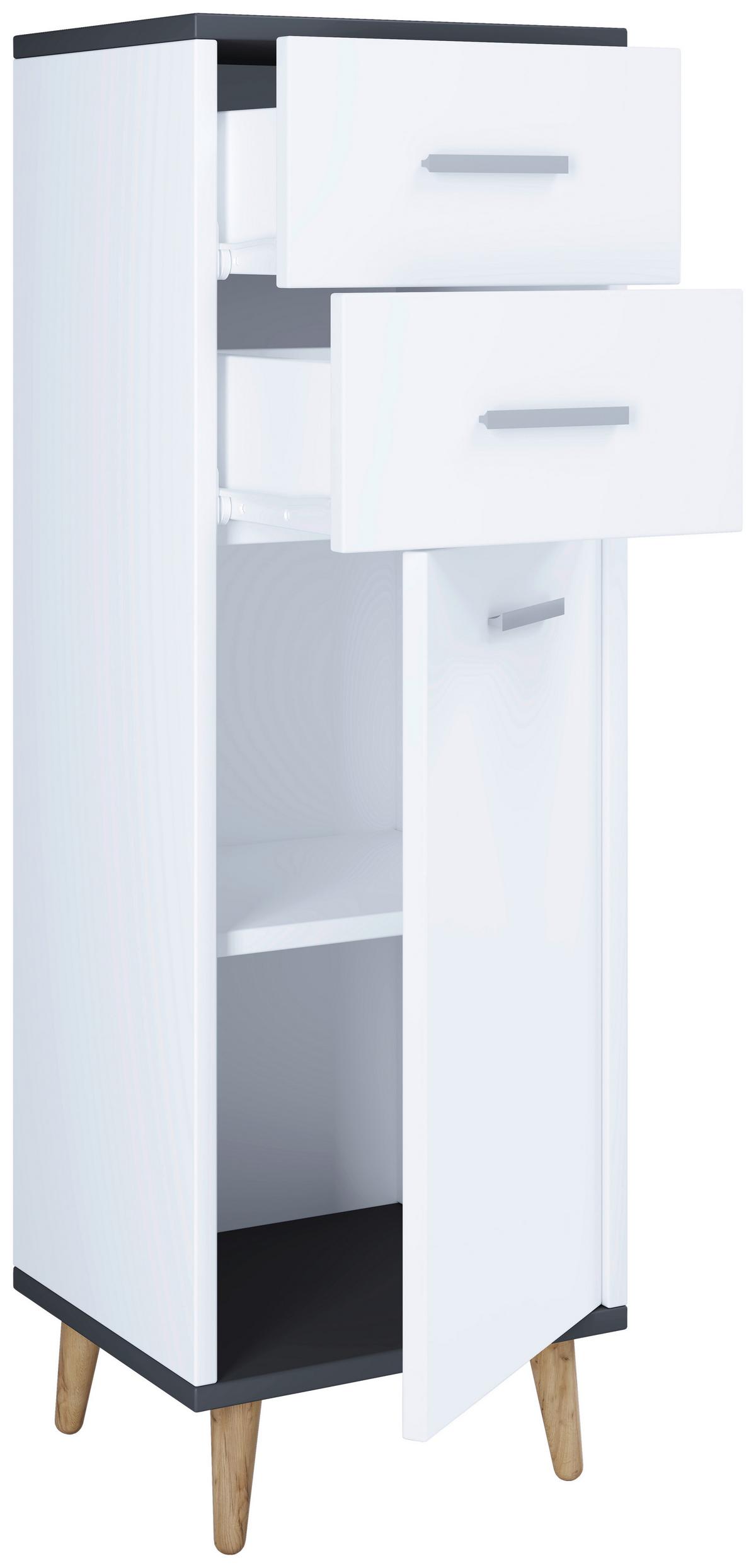 Badmöbel-Set 4-Tlg. Landos B: 124 cm Anthrazit/Weiß - Anthrazit/Weiß, MODERN, Holzwerkstoff (124cm) - MID.YOU