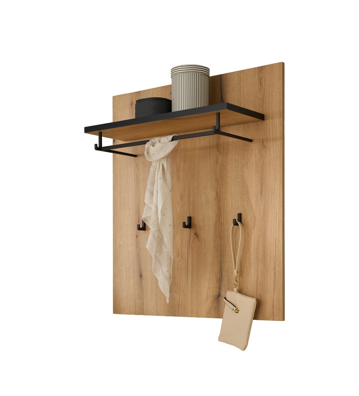 Garderobenpaneel Cantara Eichefarben/Anthrazit B: 79cm - Eichefarben/Anthrazit, MODERN, Holzwerkstoff (79/89/25cm) - MID.YOU