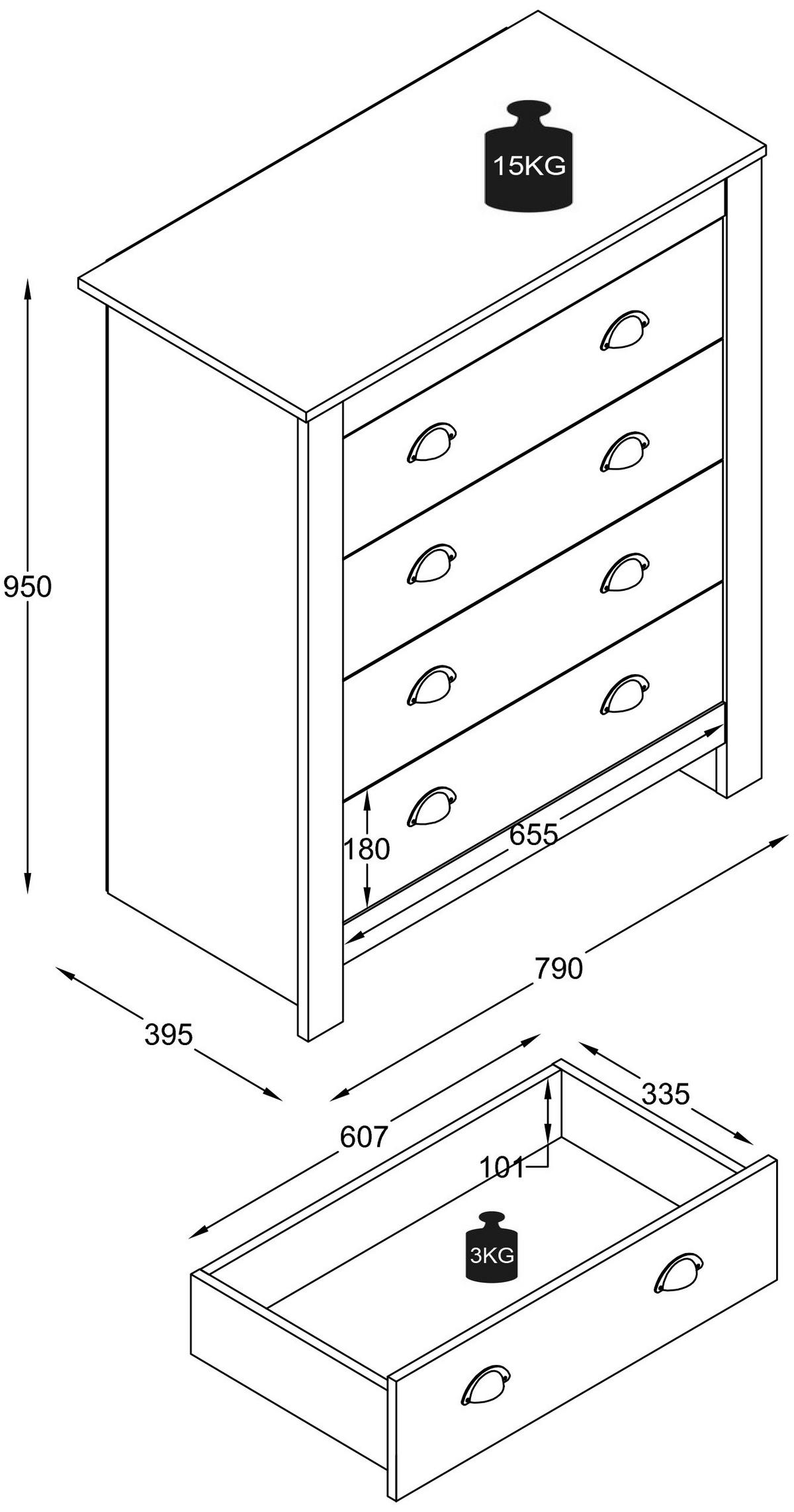 Kommode Balusa Weiß, Eiche Dekor B: 79 cm - Honigeiche/Weiß, LIFESTYLE, Holzwerkstoff (79/95/39,5cm) - MID.YOU