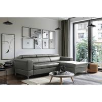 Ecksofa Torino Teilleder Anthrazit 247x173 - Anthrazit/Schwarz, Design, Leder/Textil (247/173cm) - Livetastic