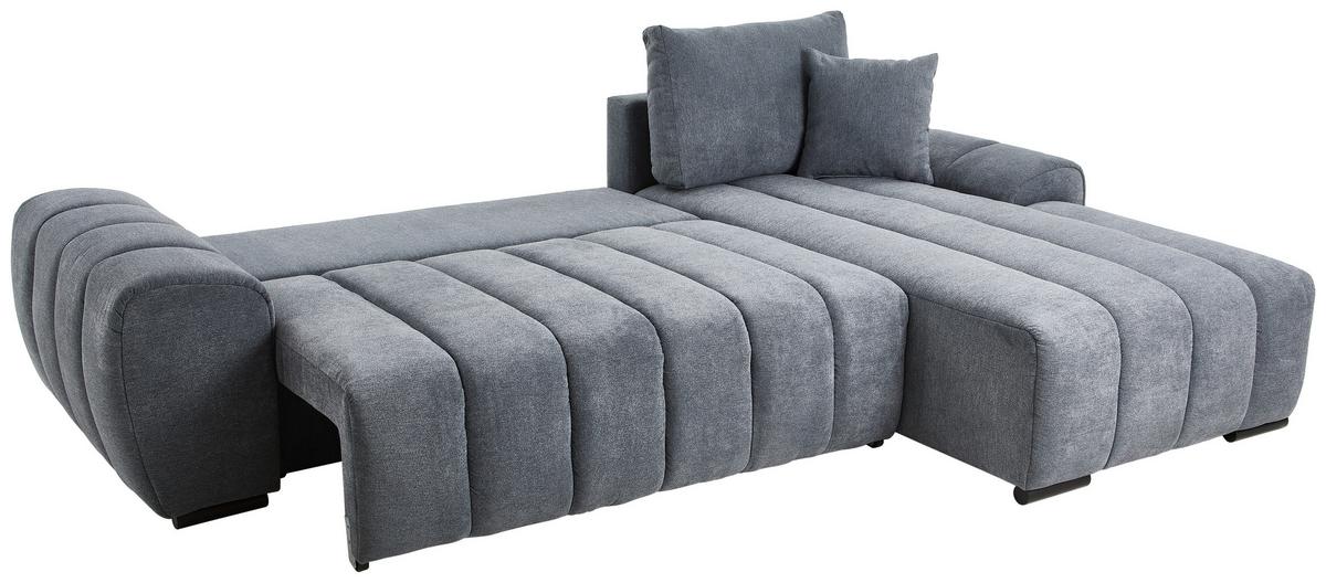 Sedačka BARCA, tmavě šedá oboustranná, s polštáři - černá/tmavě šedá, Konvenční, dřevo/textil (275/180cm)
