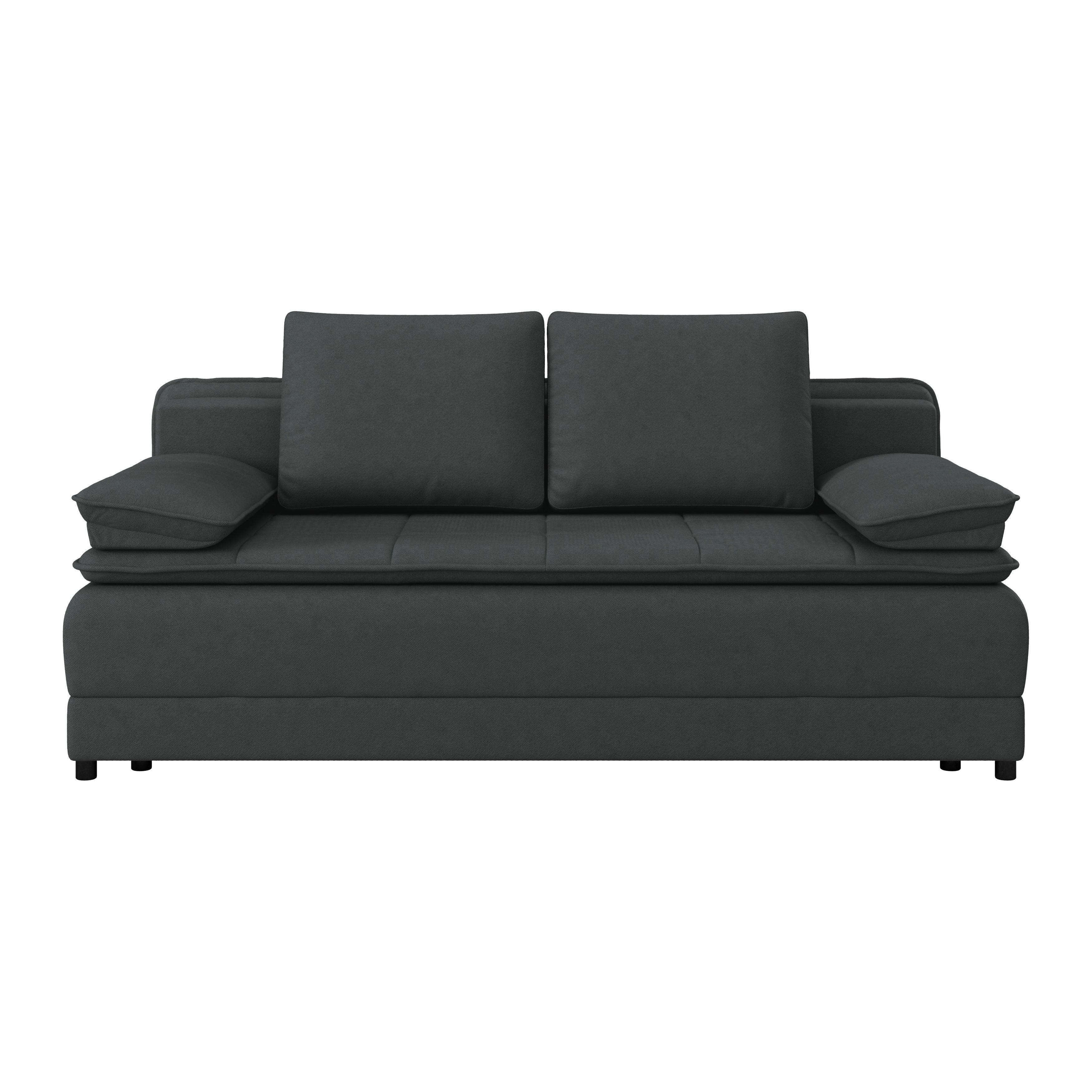 Pohovka s funkciou antracitová farba - čierna/antracitová, Modern, textil/plast (202/73-92/105cm) - Luca Bessoni