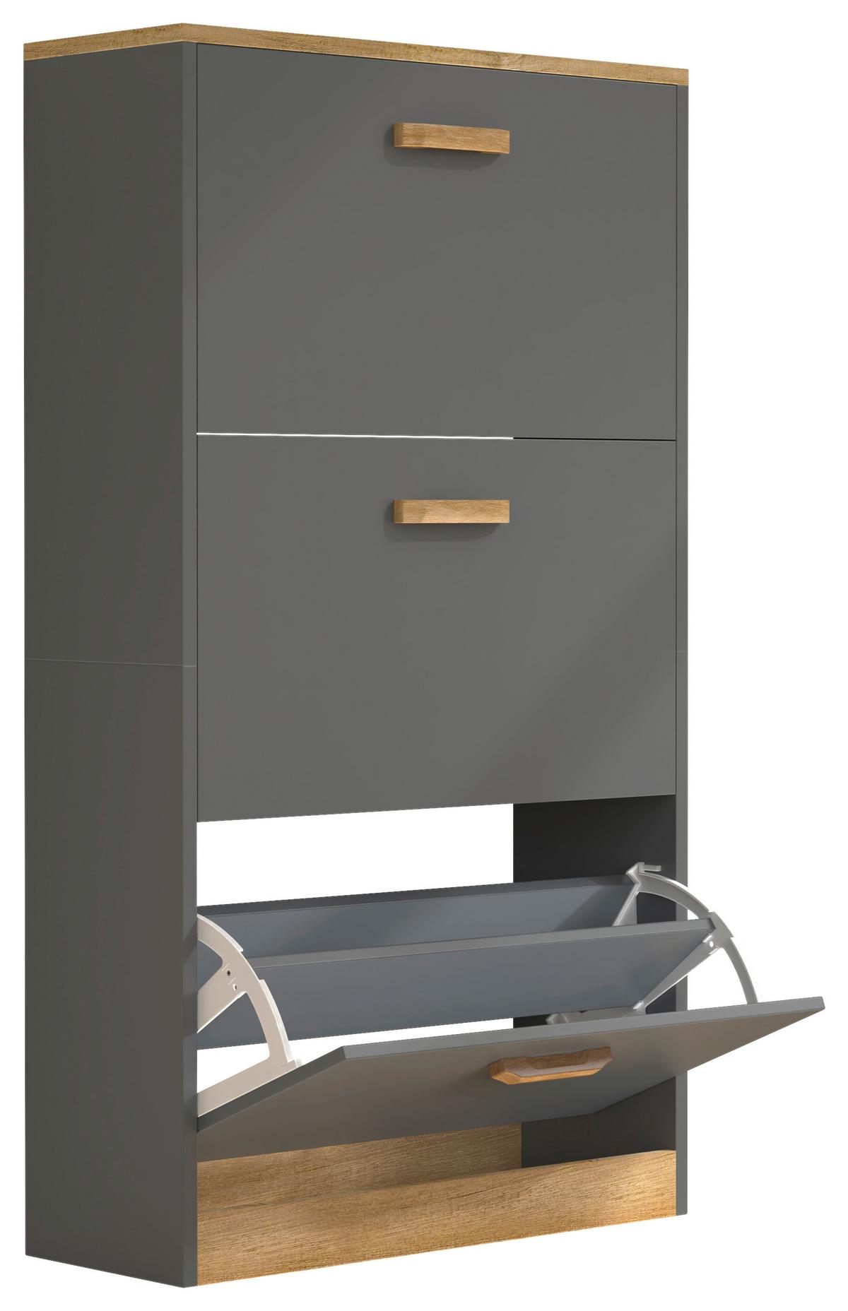 Schuhschrank Halom Anthrazit/Honigeiche - Honigeiche/Anthrazit, LIFESTYLE, Holzwerkstoff (59/105/22cm) - MID.YOU