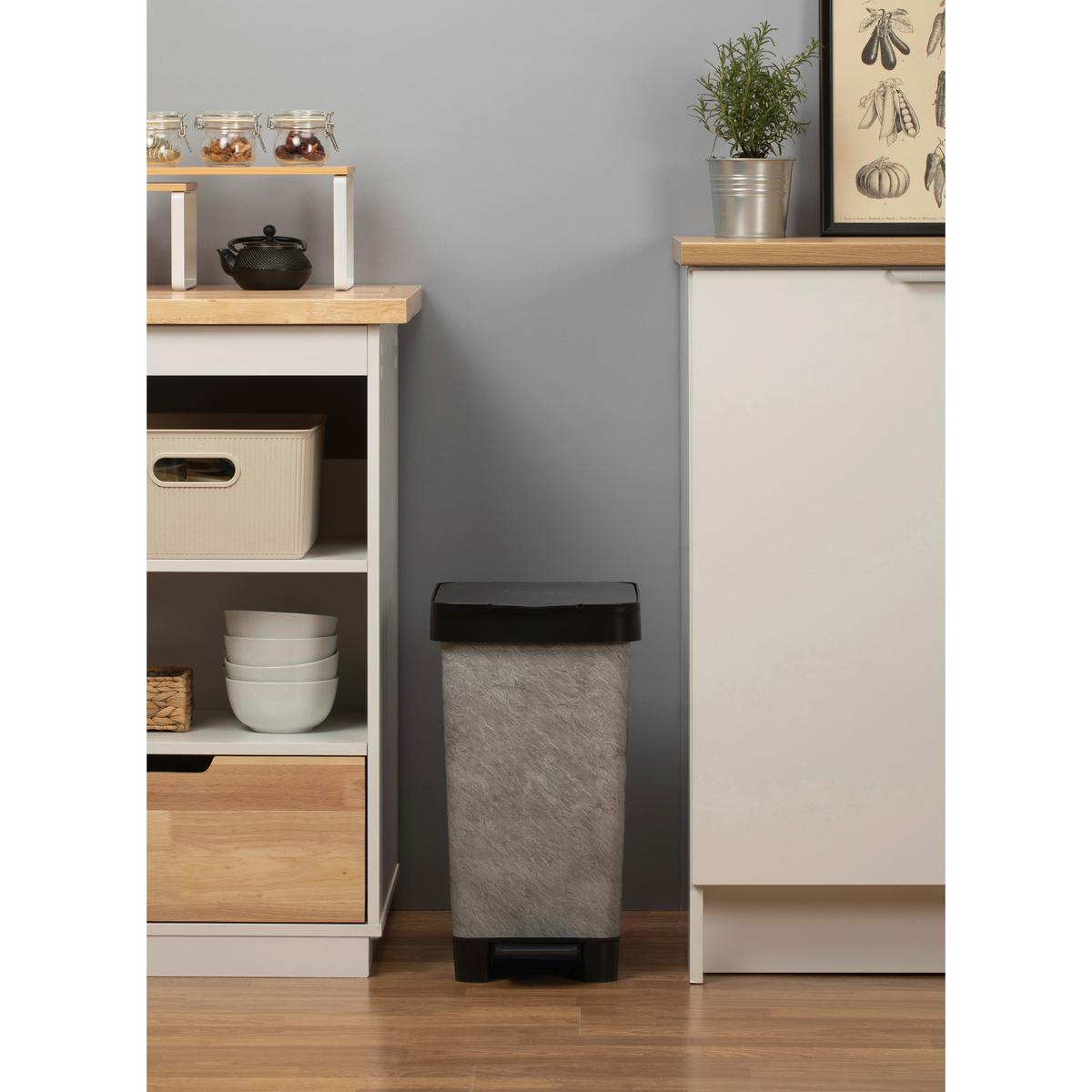Koš s nášlapným pedálem STYLE- CA. 25L - šedá/černá, Moderní, kov/plast (26/36/47cm) - Mömax