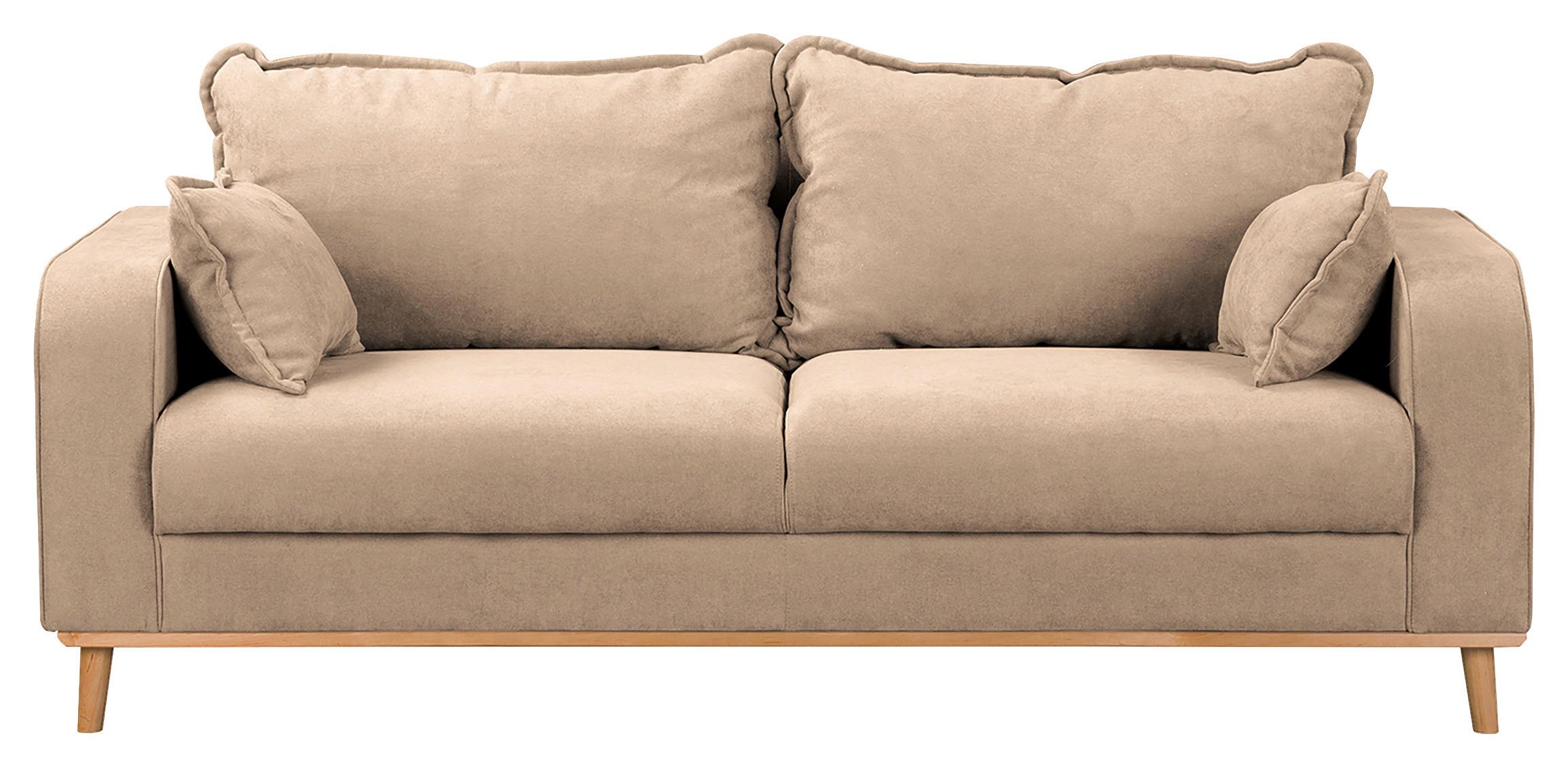 3-sitzer-sofa Beata Beige B: 193 Cm - Wengefarben/Beige, Design, Textil (193/86/87cm) - Livetastic