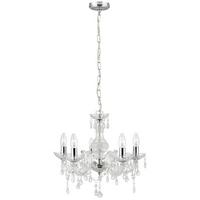 Kronleuchter Marie Therese 5xe14 Chromf. Kunststoff/glas - Chromfarben, KONVENTIONELL, Glas/Kunststoff (48/120cm)
