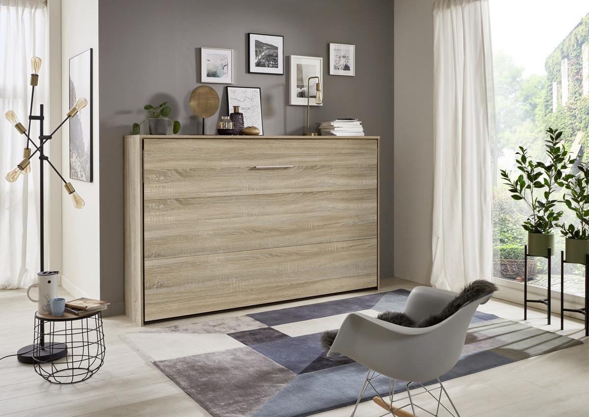 Schrankbett Mit Lattenrost 140x200 Juist Eiche Dekor - Eichefarben, KONVENTIONELL, Holz/Holzwerkstoff (140/200cm) - MID.YOU