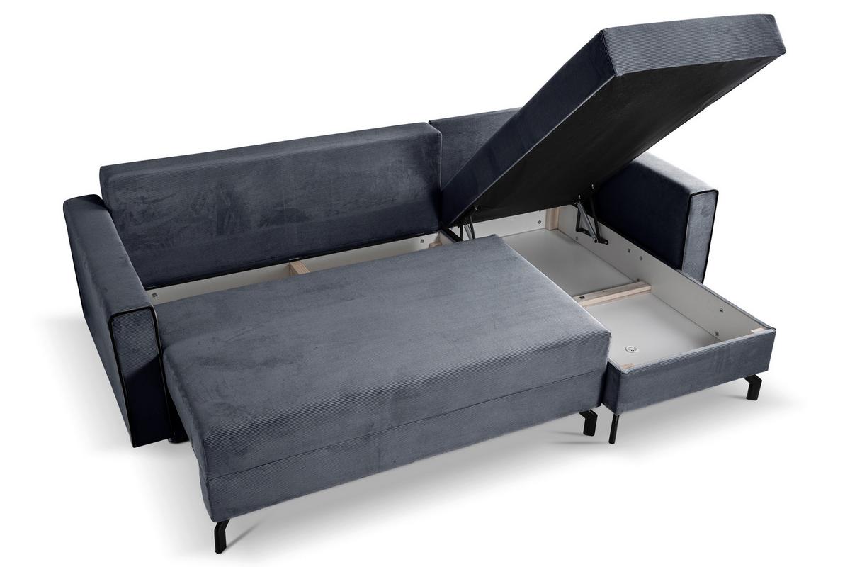 Ecksofa Marti Blaugrau S: 230x148cm - Blaugrau/Schwarz, Basics, Holz/Textil (230/148cm) - MID.YOU