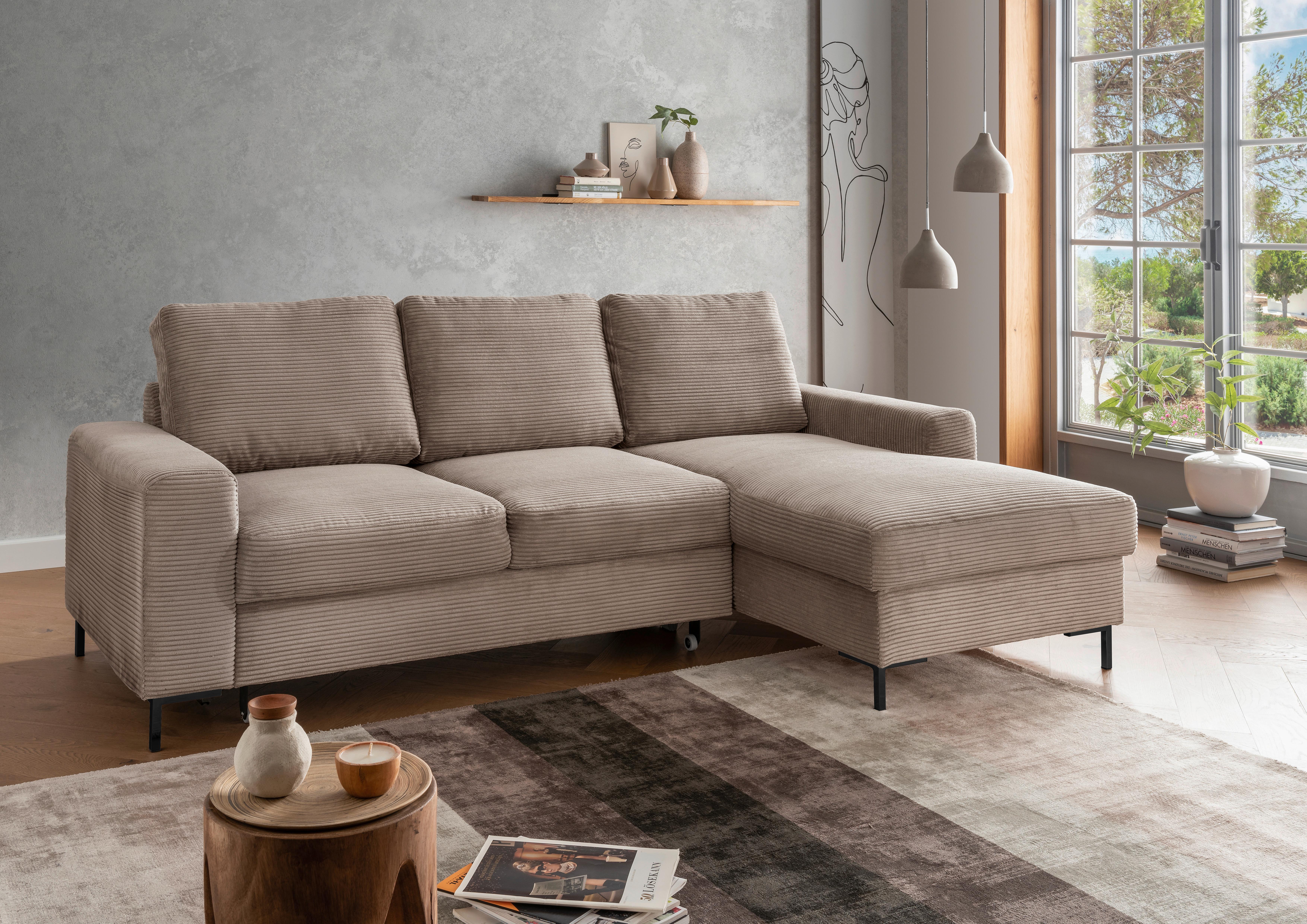 Eckschlafsofa Zona, Graubraun S: 237x143 Cm - Graubraun/Schwarz, KONVENTIONELL, Textil (237/143cm) - Livetastic