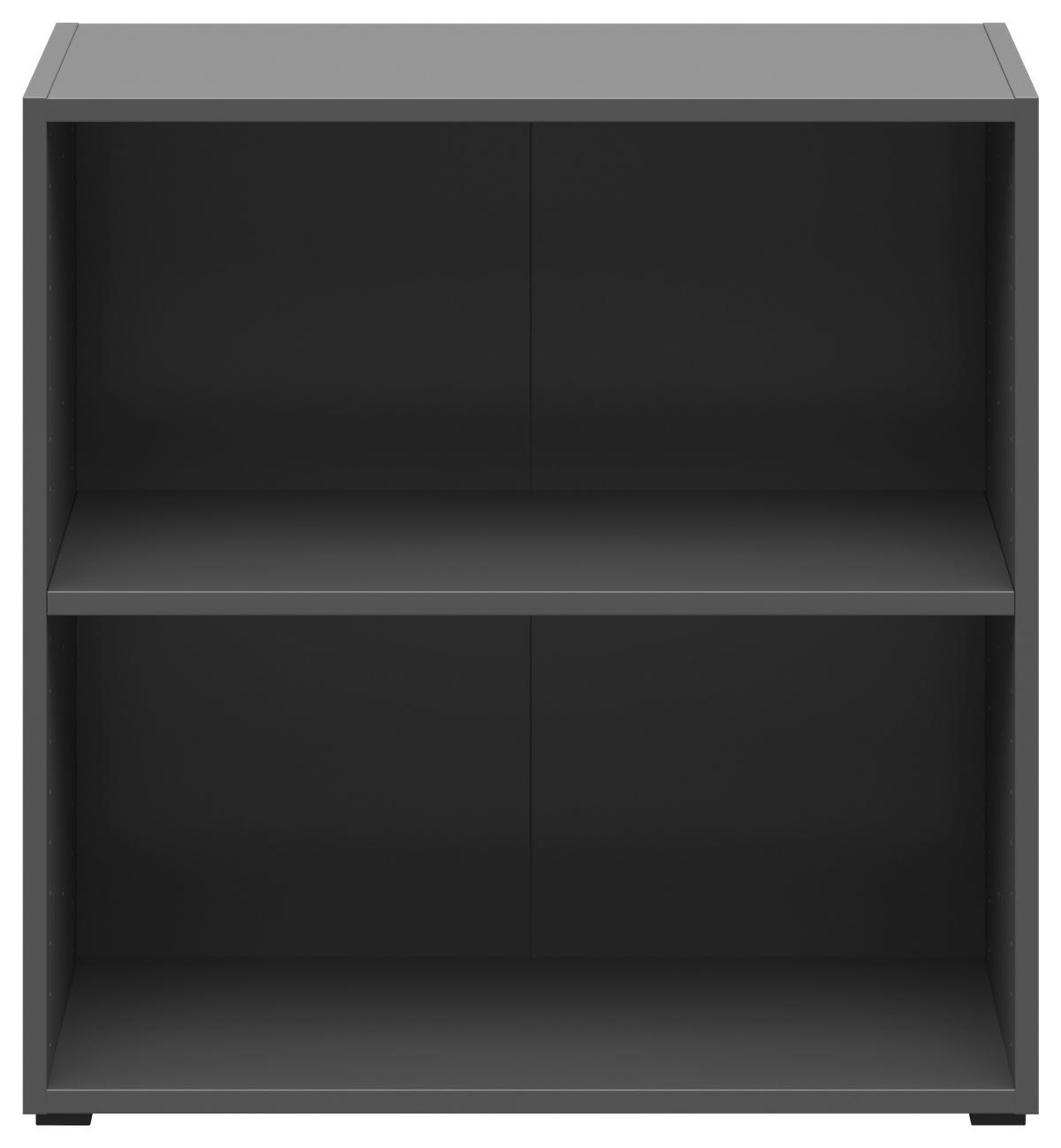 Regal 2 Fächer, B: 64 cm Sixty-Four ,graphitfarben - Schwarz/Graphitfarben, Trend, Holzwerkstoff (64/64/33cm)