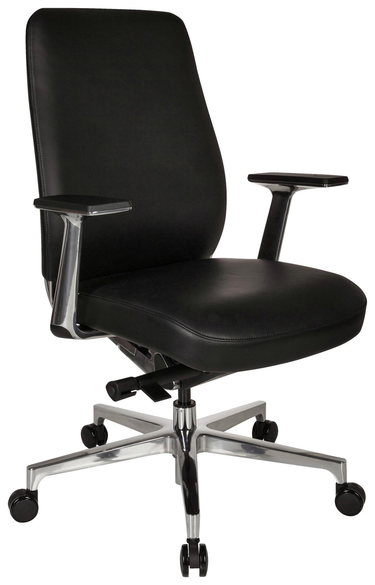 Chefsessel Vermont Schwarz Bis 120 Kg - Silberfarben/Schwarz, Basics, Leder/Kunststoff (67/110/60cm) - MID.YOU