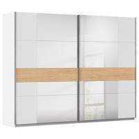 Schwebetürenschrank Mit Spiegel 270cm Calisto, Weiß/Eiche - Eichefarben/Weiß, KONVENTIONELL, Holzwerkstoff (270/210/57cm) - James Wood