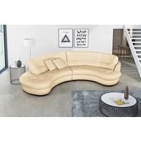 Ecksofa Bretania, Beige S: 113x300 cm - Beige/Schwarz, Design, Leder/Textil (113/300cm) - Livetastic