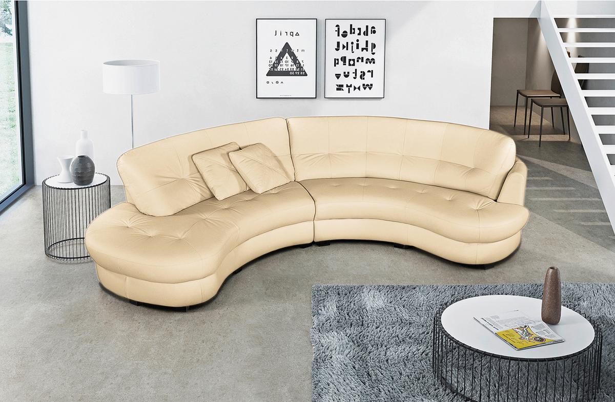 Ecksofa Bretania, Beige S: 113x300 cm - Beige/Schwarz, Design, Leder/Textil (113/300cm) - Livetastic