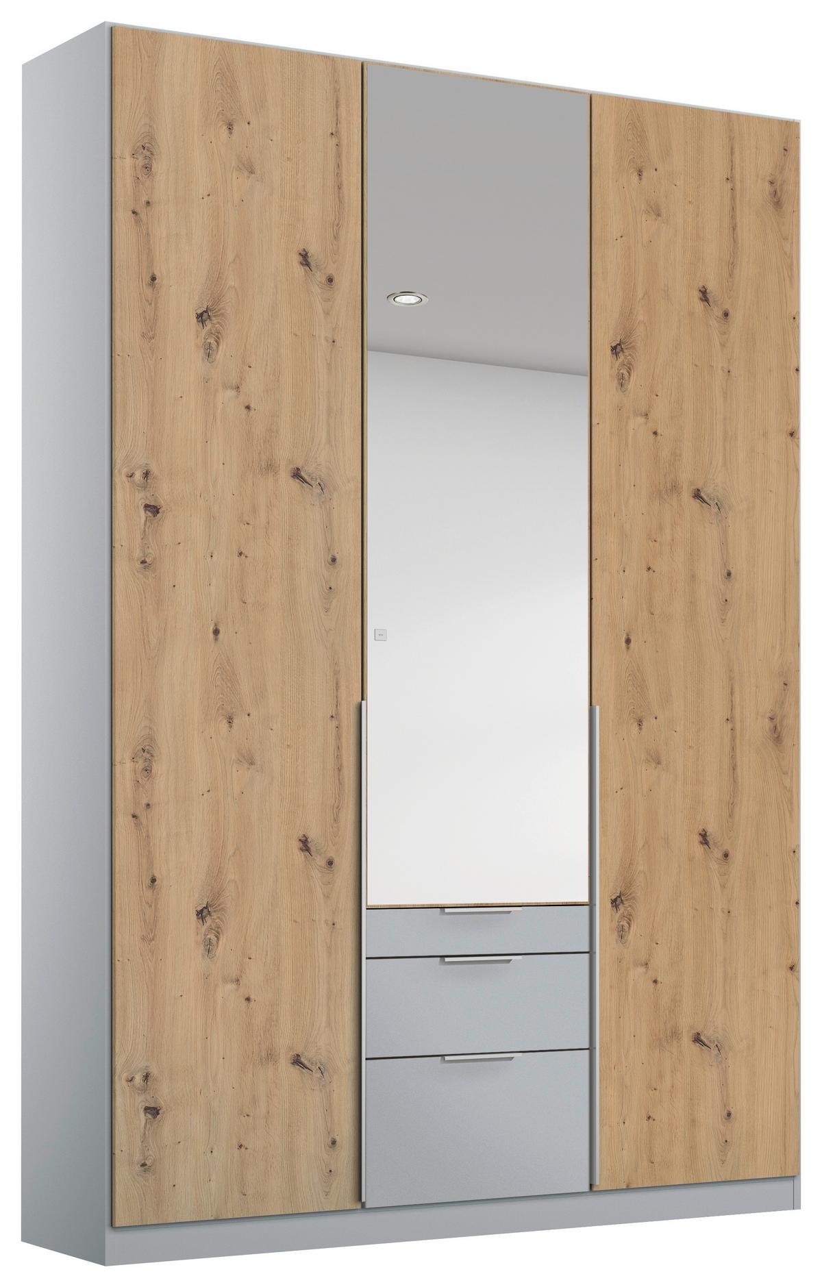 Drehtürenschrank Mit Spiegel 136 cm Alabama Extra Hellgrau - Silberfarben/Hellgrau, MODERN, Holzwerkstoff (136/229/54cm)