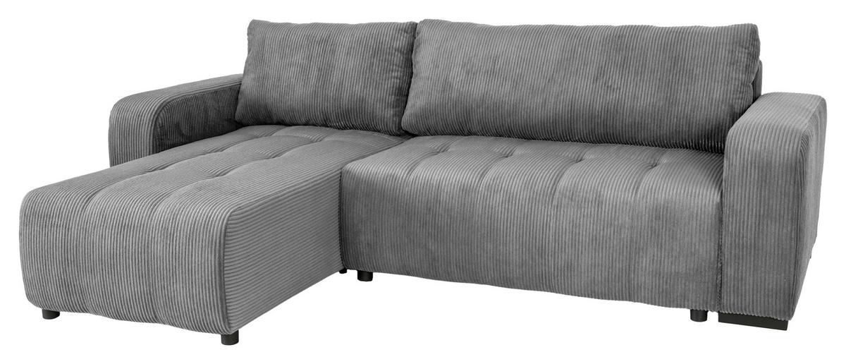 Ecksofa mit Bettfunktion Marseille, anthrazit - Anthrazit/Schwarz, Trend, Holz/Holzwerkstoff (155/240cm)