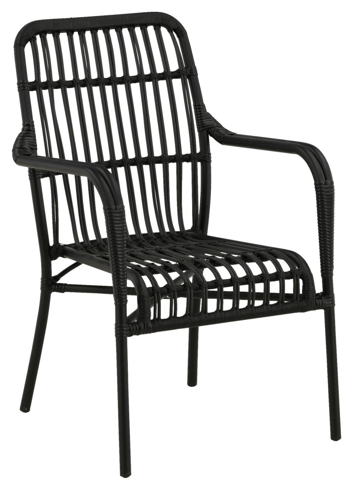 Loungesessel Rizal - Schwarz, KONVENTIONELL, Kunststoff/Metall (57/90/64cm) - Gardenson
