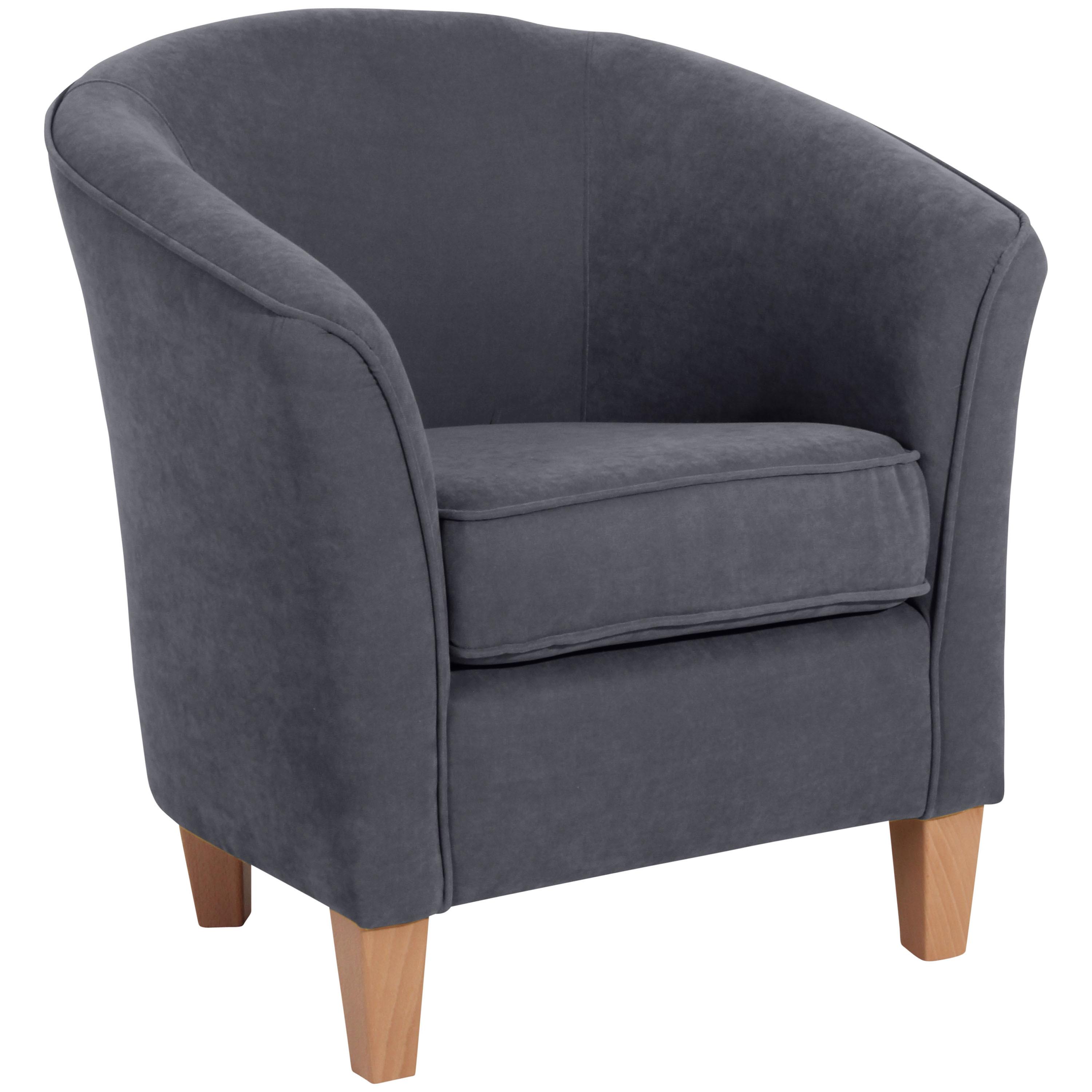 Polstersessel mit Armlehnen Livia Velours Anthrazit - Anthrazit/Buchefarben, MODERN, Textil (70/74/70cm) - Max Winzer