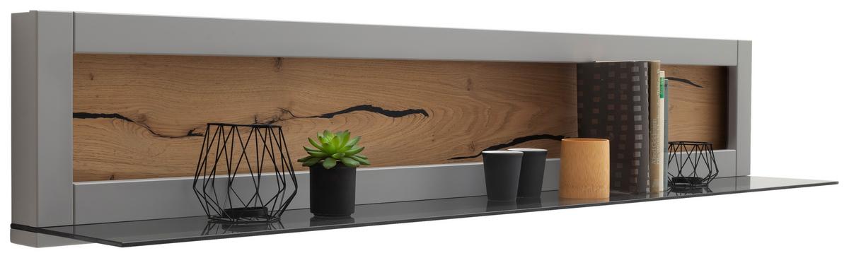 Wandboard Sevilla B: 150 cm Grau/Eichefarben - Eichefarben/Grau, Design, Glas/Holzwerkstoff (150/28/25cm) - MID.YOU