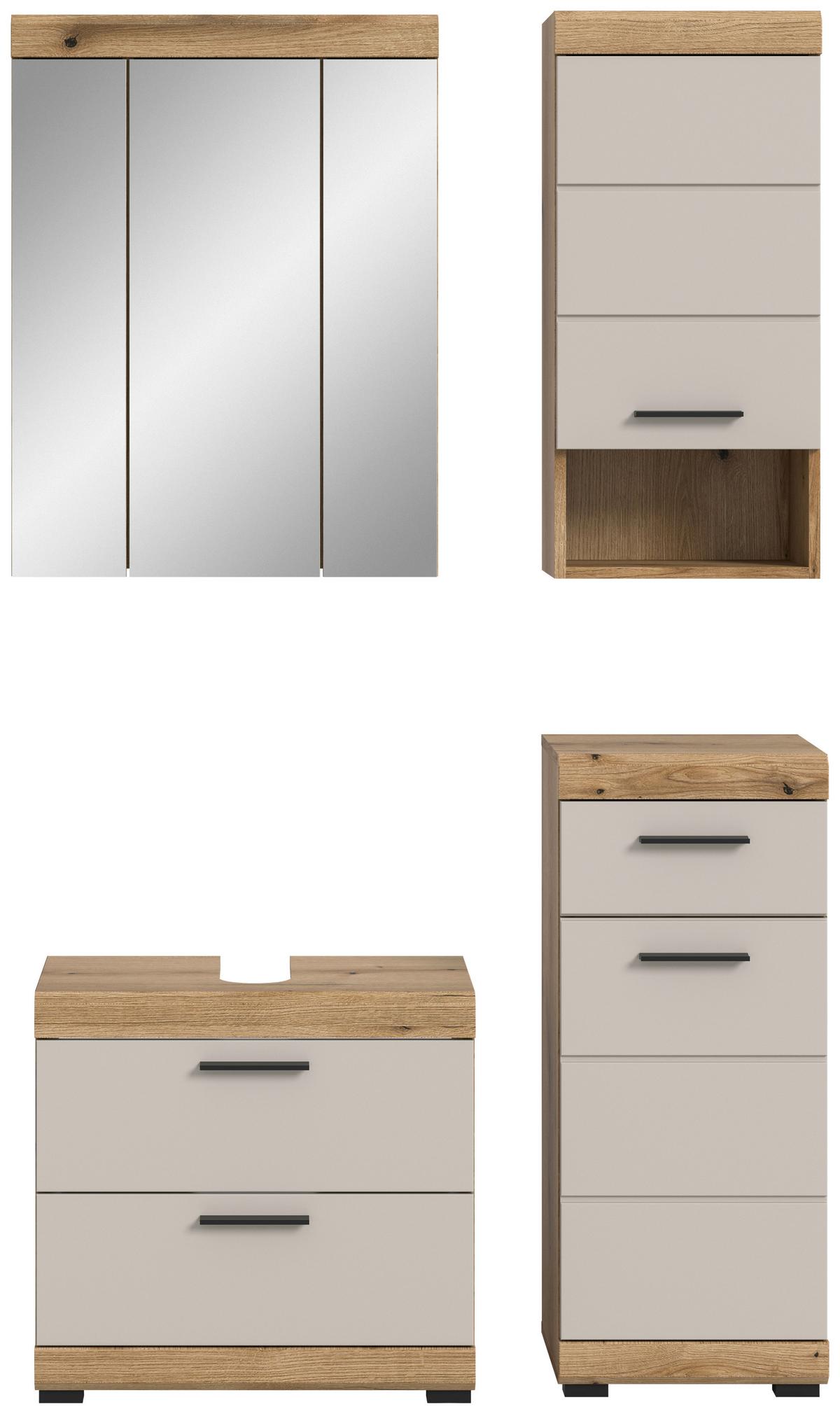 Badezimmer Scout Kaschmir/Naturfarben B: 97 cm - Kaschmir/Schwarz, MODERN, Glas/Holzwerkstoff (97cm) - MID.YOU