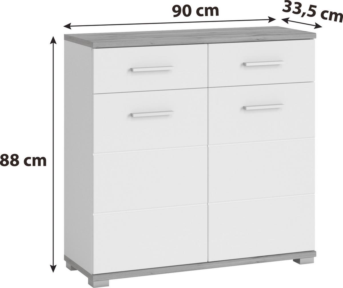 Garderobe Hola Weiß/Eiche Wotan B: 230 cm - Eiche Wotan/Weiß, Trend, Glas/Holzwerkstoff (230/198,5/33,5cm)