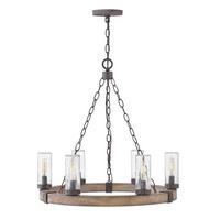 Csillár Hk-Sawyer6-Sq - fekete/vad tölgy, Konventionell, üveg/fém (59,1/61cm) - Elstead Lighting