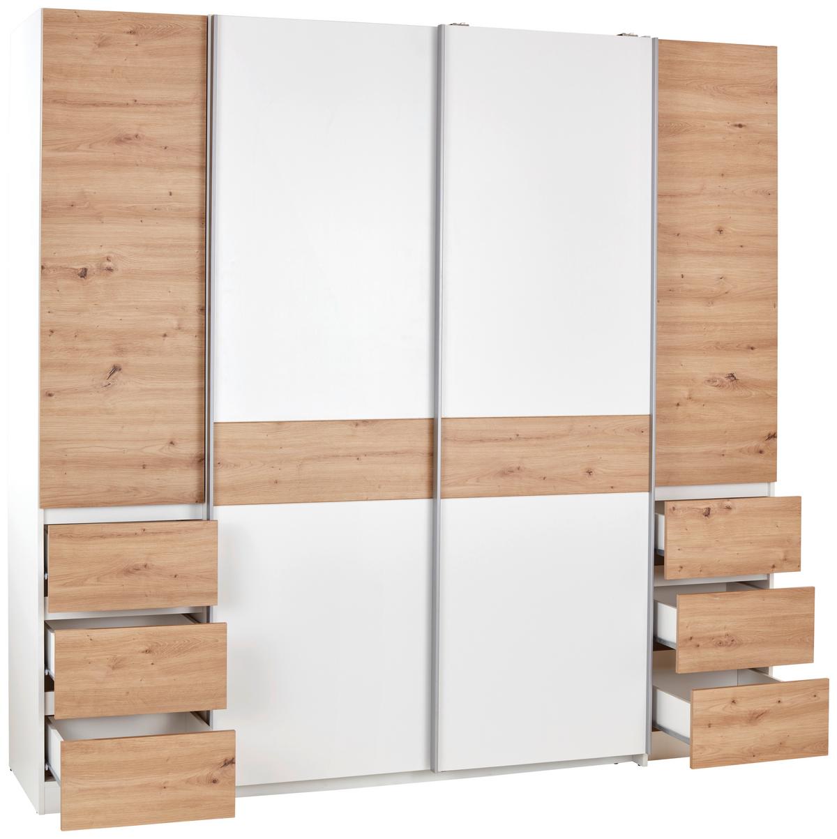 Drehtürenschrank Mit Laden B: 215 Cm Fabio Weiß/eiche Dekor - Eiche Artisan/Weiß, KONVENTIONELL, Holzwerkstoff (215/215/61,9cm)