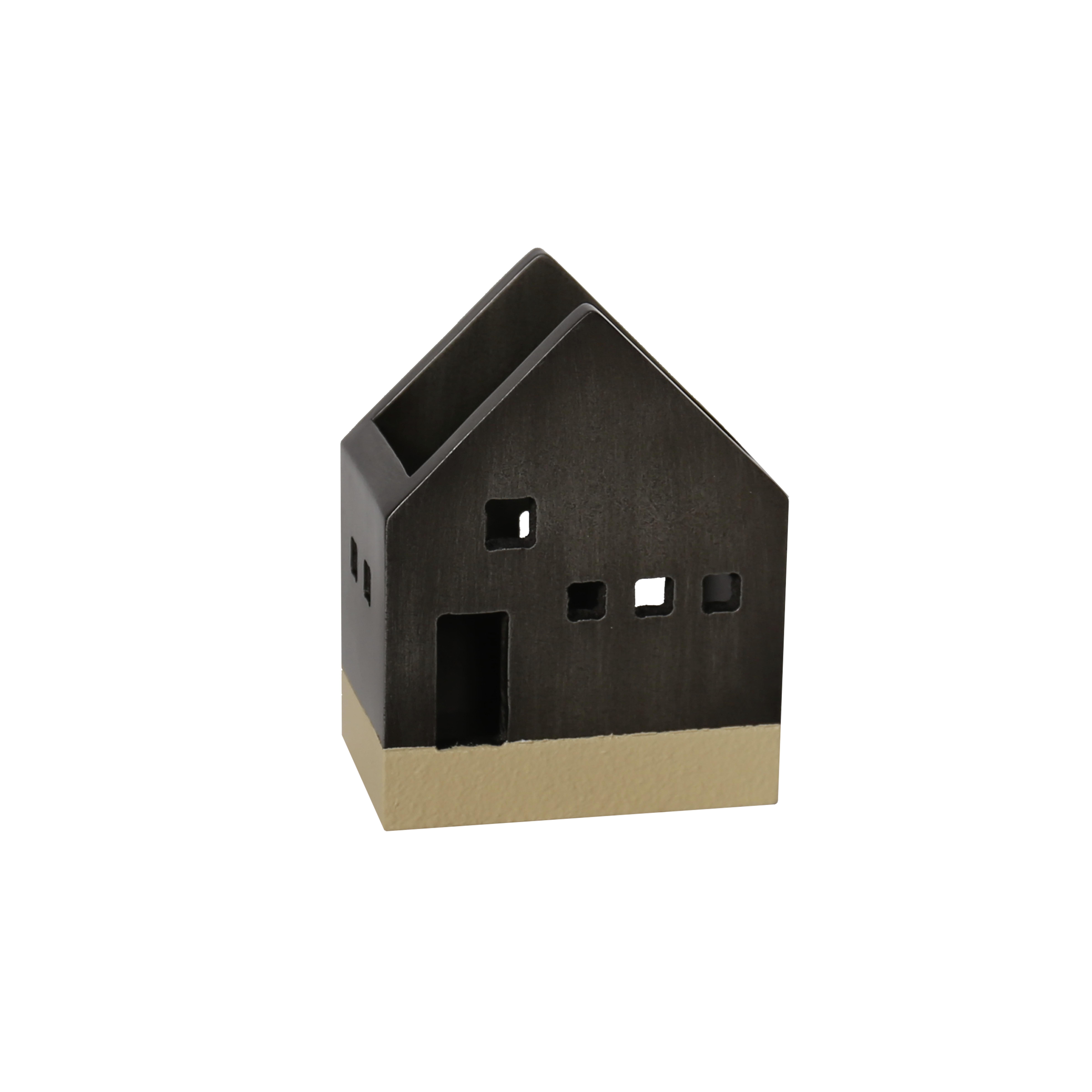 Dekohaus L: 10 cm Holz Dekor Zum Stellen - Dunkelbraun/Birkefarben, MODERN, Holzwerkstoff (10/6,5/13cm) - Luca Bessoni
