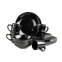 Kombiservice Metallic Rim 4 Personen Schwarz 16-Teilig - Schwarz, Basics, Keramik - Mäser