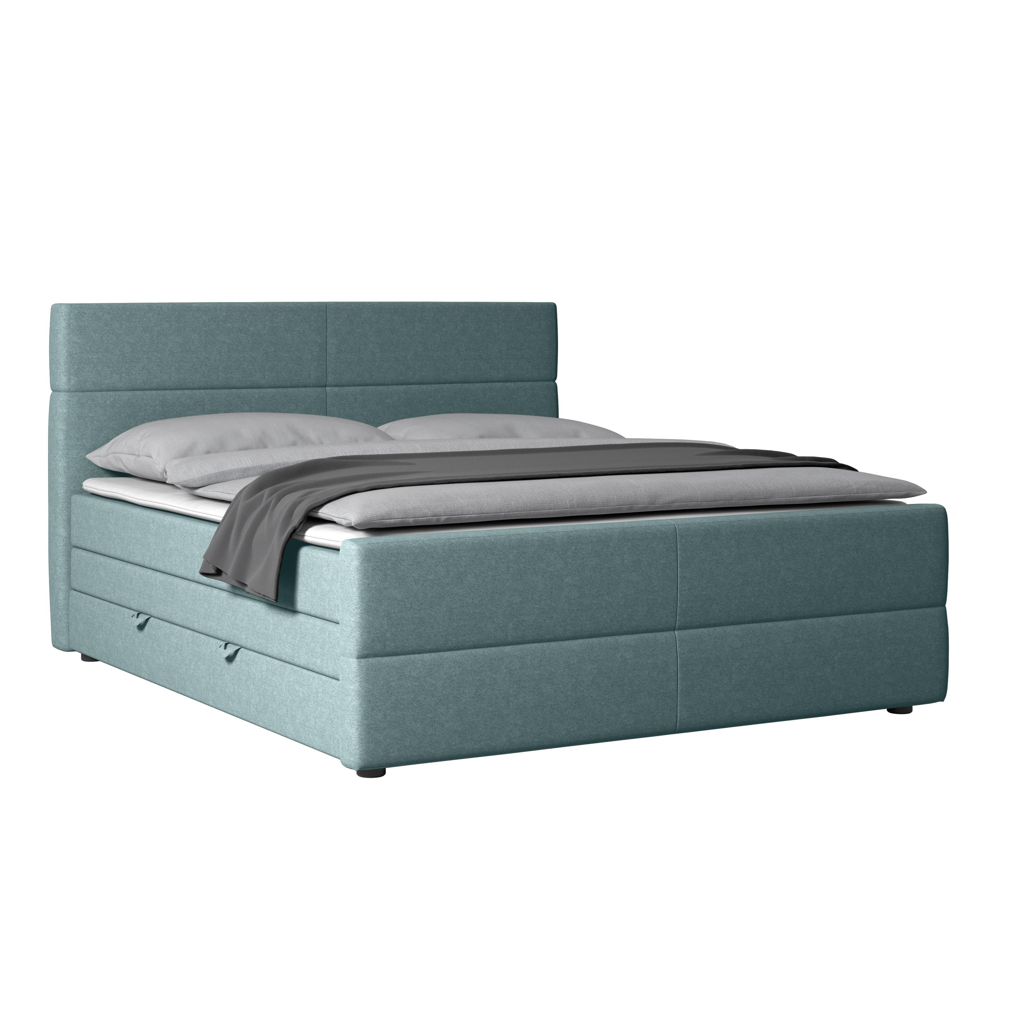 Boxspringbett Mit Bettkasten Verona 180x200 Cm Blau - Blau/Schwarz, MODERN, Holz/Kunststoff (180/200cm) - MID.YOU