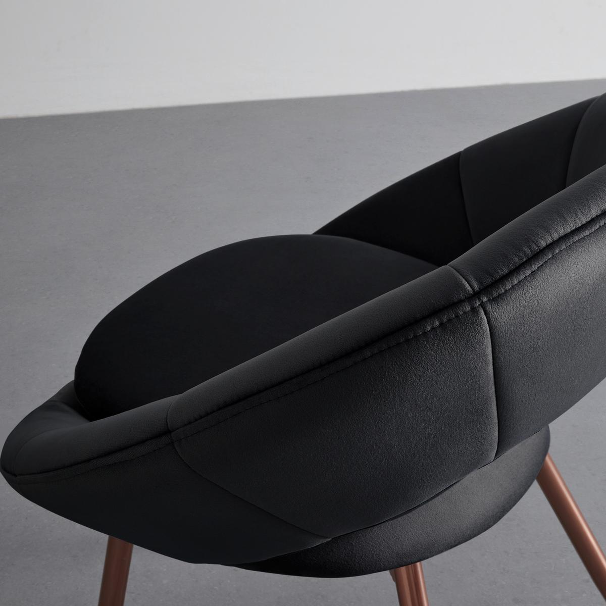 Stolička zo zamatu Levi tmavosivá - tmavosivá, Modern, kov/drevo (67/74/60.5cm) - Bessagi Home